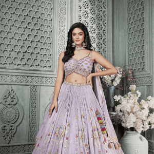 Lavender Designer Wedding Lehenga Choli